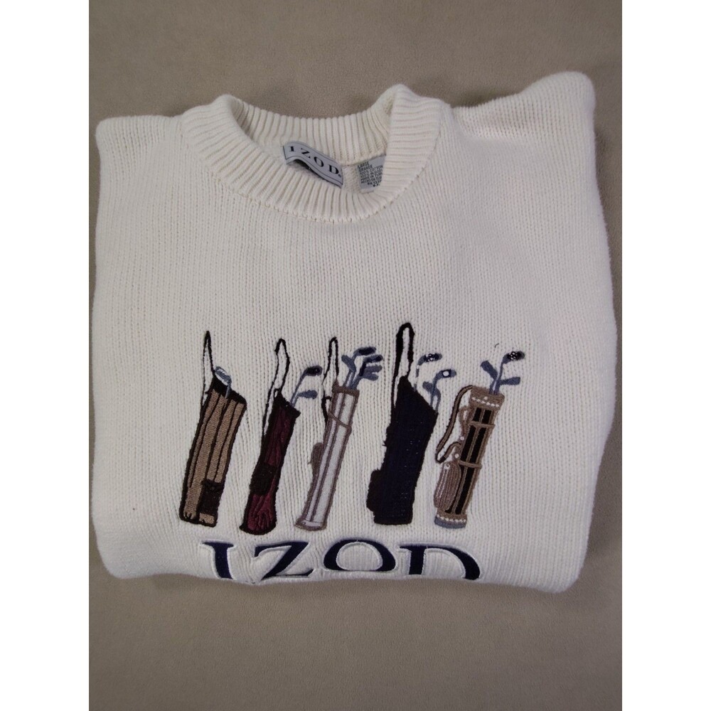 Vintage Izod Sweater Pull Over Golf Clubs Cotton Grandpacore Old Money Preppy Lg